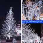 Solar String Lights Outdoor Waterproof 4PK 400LED 132FT Twinkle Lights Auto On/Off Solar Powered LED Fairy Light Green Wire with 8 Modes for Christmas Tree Party Wedding Garden Decoration (Cool White)