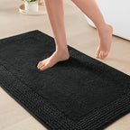 Madison Park Splendor Reversible 100% Cotton Tufted Bathroom Rug-3000 GSM Hotel Quality Luxurious Plush Medium Pile Bath Mat Absorbent, Quick Dry, Shower Room Décor, 20x30 Black