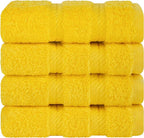American Soft Linen Luxury Washcloths for Bathroom, 600 GSM 100% Cotton 4 Piece Turkish Wash Cloth Set, 13x13 in Soft Rags for Body and Face, Yellow Washcloths
