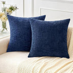 MIULEE Pack of 2 Couch Throw Pillow Covers 20x20 Inch Spring Soft Dusty Blue Chenille Pillow Covers for Sofa Living Room Solid Dyed Pillow Cases