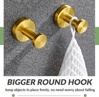 APLusee Brushed Gold Bathroom Towel Hooks 2 Pack, 304 Stainless Steel Robe Hooks for Kitchen Garage, Wall Mounted