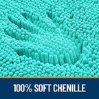 OLANLY Bathroom Rugs 44x24, Extra Soft Absorbent Chenille Bath Rugs, Rubber Backing Quick Dry, Machine Washable Bath Mats for Bathroom Floor, Tub and Shower, Home Decor Accessories, Teal
