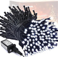 JMEXSUSS 200 LED White Christmas Lights Outdoor, 66ft Christmas Tree Lights Green Wire, 8 Modes Waterproof Twinkle String Lights Plug in for Xmas Wedding Party Indoor Decoration