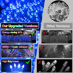 82ft 792 LED 176 Drops Christmas Lights, Outdoor Hanging lights with 8 Modes and Timer Memory, Plug In Outside Waterproof Curtain String Lights for House Fence Tree Holiday Party Decorations (Blue)