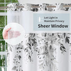 QiyI No Hook Shower Curtain with Snap in Fabric Liner, Grey Eucalyptus Shower Curtain with See Through Top Window, Waterproof Washable Cloth Ringless Shower Curtain Set for Bathroom, 36 x 75