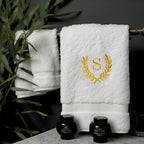 Decorative and Monogrammed Hand Towels for Bathroom Kitchen Makeup | Personalized Gift for Wedding-Bridal | Roman Font Custom Luxury Turkish Towel | Spa Collection, Oversized, 16 X 30 Inch, Set of 2