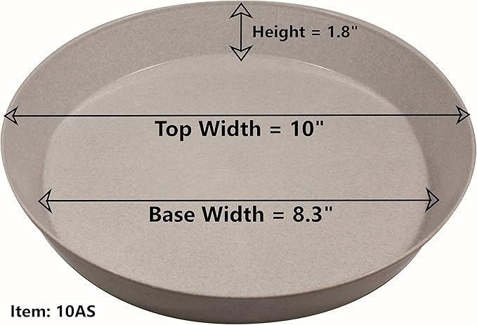 10 Inch (8.3 Inch Base) Case of 10 Plant Saucer - Terra Cotta Colored Polypropylene – Heavy Duty Indoor/Outdoor Tray and Drip Pan – Collects Flower Pot Excess Water Made in USA