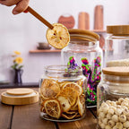 42 oz/1200 ml Glass Storage Canister with Airtight Lid, Clear Decorative Container Jar for Coffee, Spice, Candy, Salt, Cookie, Condiment, Pepper, Sugar, Overnight Oats - Large