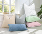 decorUhome Couch Throw Pillow Covers 20x20 Set of 2, Decorative Soft Euro Neutral Chenille Pillow Covers with Elegant Design for Sofa Bed Living Room Home Decor, Blue