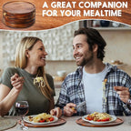 Rtteri 10 Pieces Acacia Round Wood Plates 12 x 0.6 Inch Dinner Plates Wooden Charger Platter Bulk Easy Cleaning Lightweight Serving Tray for Dishes Snack Dessert