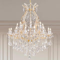 Large Gold Crystal Chandelier Light Fixtures - 24 Lights Modern Crystal Chandeliers for Hotel, Lobby, Foyer, Entryway Hall, Staircase High Ceiling Chandelier 2 Layers