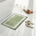 Tititex Luxury Sage White Frame Line Bathroom Rug, 20x32 inch Extra Soft and Absorbent Microfiber Bath Rugs, Non-Slip Plush Shaggy Bath Carpet, Bath Mats for Bathroom Floor, Tub and Shower
