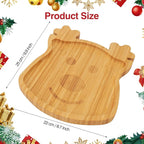 WILLKOMMEN Christmas Serving Tray, Bamboo Reindeer Shaped Serving Platter, Charcuterie Board Serving Dishes 10" x 9" for Party Cookie Fruit Tray Cheese Board Plate