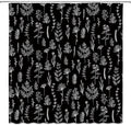 Black Floral Shower Curtain Black and White Botanical Boho Floral Farmhouse Cute Leaves Plant Retro Flowers Bathroom Curtain Set with Hooks(70" WX70 H)