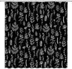 Black Floral Shower Curtain Black White Botanical Shower Curtain Boho Floral Farmhouse Cute Leaves Plant Retro Flowers Bathroom Curtain Set with Hooks(70" Wx78 H)