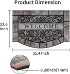 Door Mat Welcome Mat, Heavy Duty Door Mat 23.6 x 35.4 Inch Front Door Rug Doormat for Outdoor Entrance Home Non-Slip Rubber Rug for Front Door, Outside, Entryway, Patio (Grey Welcome)