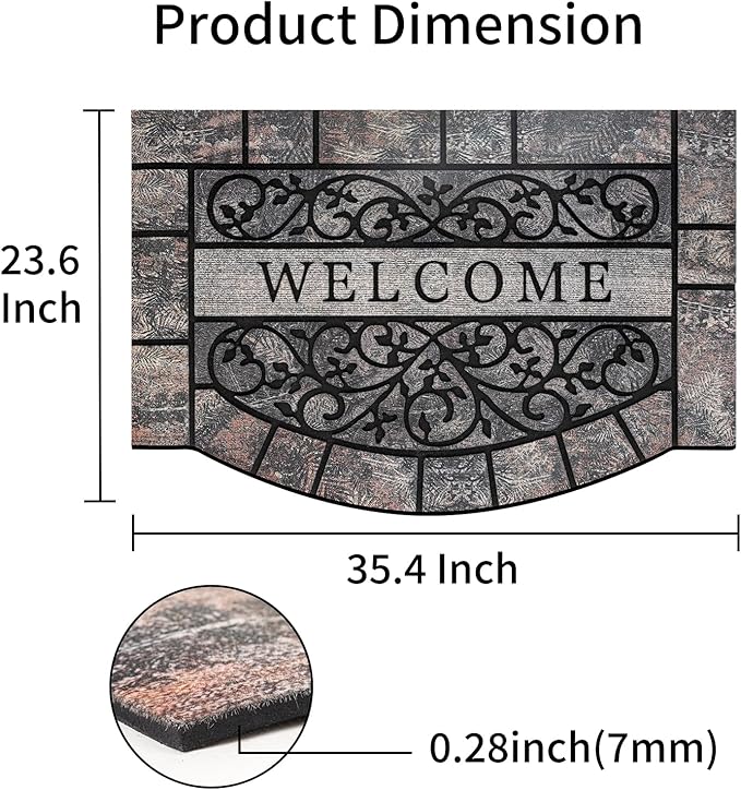 Door Mat Welcome Mat, Heavy Duty Door Mat 23.6 x 35.4 Inch Front Door Rug Doormat for Outdoor Entrance Home Non-Slip Rubber Rug for Front Door, Outside, Entryway, Patio (Grey Welcome)
