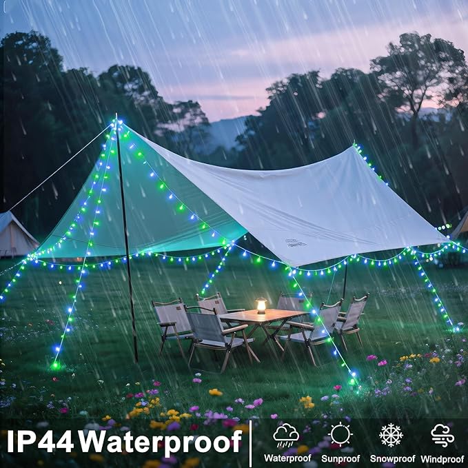 120 LED Blue Green Christmas Lights Outdoor Waterproof, 40ft Clear Wire Christmas Tree Lights 8 Modes Plug in Twinkle Fairy Lights for Indoor Christmas Bedroom Tree Decoration