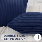 Simmore Decorative Throw Pillow Covers 24x24 Set of 2, Soft Natural Plush Flannel Double-Sided Fluffy Couch Pillow Covers for Sofa Living Room, Navy Blue