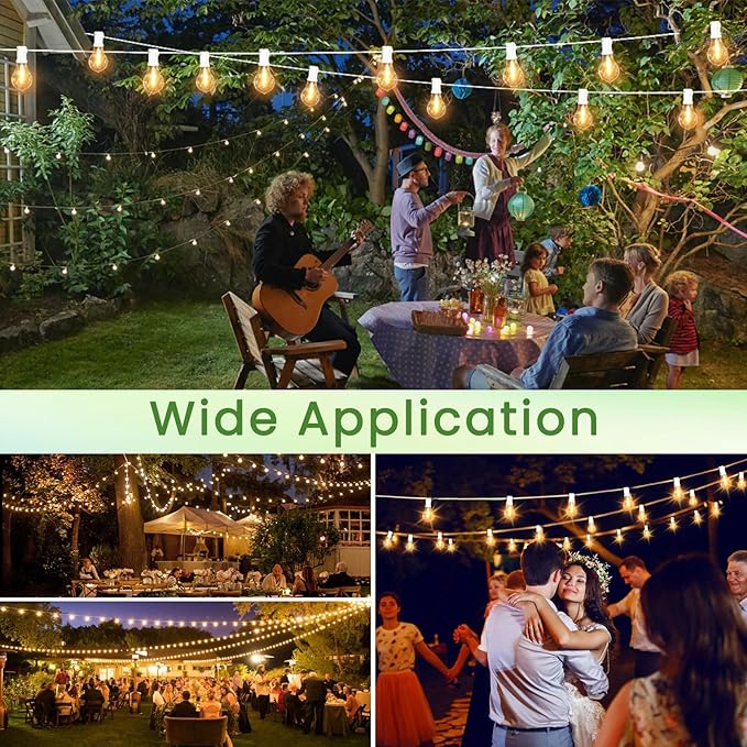 String Lights for Outside 200FT Patio Lights, LED String Light with 100+6(Spare) Waterproof Edison Bulbs, Hanging White Outdoor Light for Backyard, Bistro, Porch, Balcony,White Cord