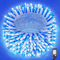 Vivideal 300 LED Christmas Lights Outdoor, 100ft Christmas String Lights 8 Modes Plug in Waterproof Fairy Lights with Timer Memory for Indoor Outside Bedroom Home Party Decoration, Blue&White