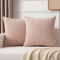 Kevin Textile Pack of 2 Corduroy Decorative Throw Pillow Covers 18x18 Inch Soft Boho Striped Pillow Covers Modern Home Decor Valentines Day Gifts for Spring Sofa Living Room Couch Bed Light Pink