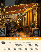 Brightown 2 Pack Solar Christmas Lights, 92Ft 240 LED Solar String Lights Outdoor Waterproof with 8 Modes, Solar Light Outdoor for Patio Yard Tree Garden Party Decorations, Warm White