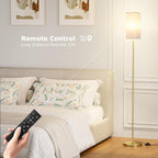 Ambimall 2 Packs Remote Control Floor Lamp, Stepless Dimmable, 64 Inches Tall, Include 9W Bulb, Standing Lamp for Living Room Bedroom Office (Light Beige & Gold)