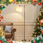 60" Floor Lamps with Remote Control & Bulb, Colors Temperature & Brightness Adjustable, Deep Beige Shade & Black Pole