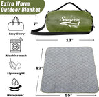 Waterproof Outdoor Blanket 82”X 55” Packable, Stadium Blankets for Camping with Sherpa Fleece Lining, Large Windproof Emergency Throw Mat for Garss Picnic Hiking Road Trip, Machine Washable, Green