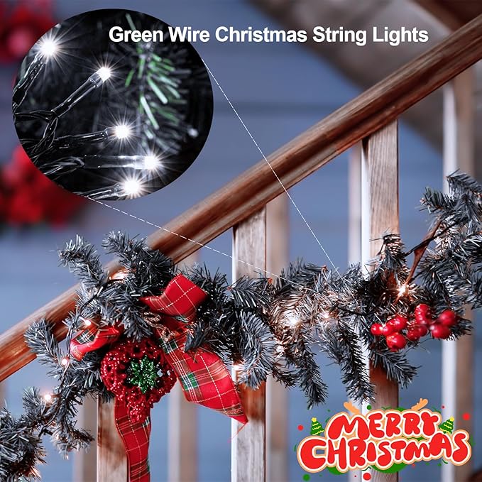 echosari 200 LED 66ft Battery Powered Christmas Lights, String Lights with Remote Timer, Outdoor Fairy String Lights Waterproof for Home Garden Party Christmas Trees Decoration (Cool White)