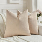 FUTEI Dusky Pink Chenille Decorative Throw Pillow Covers 22x22 Inch Set of 2,Soft Cozy Faux Linen Textured Cushion Case,Farmhouse Home Decor for Couch Living Room