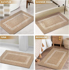 Beige Bathroom Rugs 20x31, Non Slip Washable Bath Mats,Super Soft Microfiber Bathroom Mats, Plush Fluffy Absorbent Bath Rugs for Sink Tub Basin Shower Floor,Beige