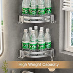 VOLPONE Shower Corner Shelf Caddy 2 Pack shower Organizer No Drill (adhesive mounting, no suction cup) Shower Storage Rust Proof Bathroom Corner Wall Shelf shampoo holder Silver