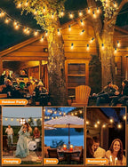 Outdoor String Lights 75FT Patio Lights with 35+3 A39 Waterproof Edison Bulbs LED String Lights for Outside Bistro, Backyard, Cafe, Gazebo, Warm White 2200k