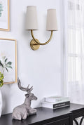 Yosoan Linen Wall Sconce Indoor Night Light Fixture, 2-Light Dual Vintage Industrial Hardwired Sconces Wall Lighting with Textile Fabric Shade Lamp for Bedroom Living Room Corridor Study(Antique)