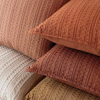 Foindtower Set of 2 Decorative Cotton Waffle Weave Throw Pillow Cover Euro Shams Cushion Covers Accent European Pillowcase For Bed Couch Sofa Bedroom Living Room Home Decor 20×20 Inch Fall Rust Orange