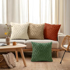 decorUhome Pack of 4 Faux Fur Throw Pillow Covers 20x20, Soft Decorative Couch Pillow Covers with Velvet Back for Modern Sofa Living Room, Khaki/Rust