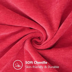 decorUhome Christmas Chenille Soft Throw Pillow Covers 20x20 Set of 2, Farmhouse Velvet Neutral Decorative Euro Pillow Covers with Stitched Edge for Couch Sofa Bed Home Decor, Christmas Red