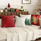 MIULEE 12x20 Inch Christmas Decorative Lumbar Throw Pillows for Bed Set of 2 Textured Boucle Neutral Winter Throw Pillow Covers Red Accent Solid Pillowcases Sofa Livingroom Home Decor