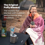 Rumpl Original Puffy Blanket - Warm, Water-Resistant Camping Blanket with 100% Recycled Synthetic Insulation, 52"x75", Original Puffy V2, Cascade Fade - Green