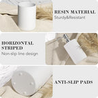 6-Piece Bathroom Accessory Set Resin, White Bath Accessories Complete with Toothbrush Holder, Lotion Soap Dispenser, 2 Qtip Holders,Vanity Tray,Bathroom Tumbler - Countertop Vanity Organizer