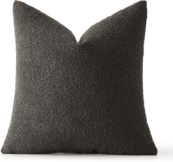 MIULEE Textured Boucle Throw Pillow Cover Dark Coffee Accent Solid Lumbar Pillow Case Decorative Soft Pack of 1 Couch Cushion Chair Sofa Bedroom Livingroom Home Decor,18x18 Inch