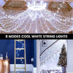 4 Pack Christmas String Lights Battery Operated with Timer, 132FT 400 LED Waterproof Twinkle Lights, 8 Modes Fairy Light for Indoor and Outdoor Bedroom Garland Tree Christmas Decorations (Cool White)