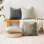 MIULEE Pack of 2 Couch Throw Pillow Covers 16x16 Inch Dark Gray Modern Boho Accent Decorative Pillow Covers Soft Chenille Farmhouse Cushion Covers for Home Decor Bed Sofa Living Room