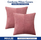 MIULEE Cranberry Red Corduroy Pillow Covers Pack of 2 Boho Decorative Spliced Throw Pillow Covers Soft Solid Couch Pillowcases Cross Patchwork Textured Covers for Living Room Bed Sofa 20x20 inch