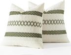 MIULEE Set of 2 Moss Green Boho Decorative Pillow Covers 18x18 Inch Farmhouse Rustic Couch Throw Pillows Modern Summer Cotton Cushion Covers Retro Cute Macrame Woven Home Decor for Bed Sofa Chair