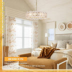 Modern Clear Flower Glass Chandelier 20" Elegant 6 Lights Gold Chandelier Light Fixture Luxury for Living Dining Room Kitchen Entryway Bedroom Foyer, E12