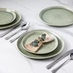 AmorArc Ceramic Dinner Plates Set of 6, 10.5 Inch Handmade Reactive Glaze Stoneware Plates, Rustic Shape Dinnerware Dish Set for Kitchen, Microwave & Dishwasher Safe, Scratch Resistant