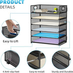 Marbrasse 2 Pack Desk Organizer with Handle, 6 Tier Paper Letter Tray, Mesh Desk File Organizer for Office, School and Home